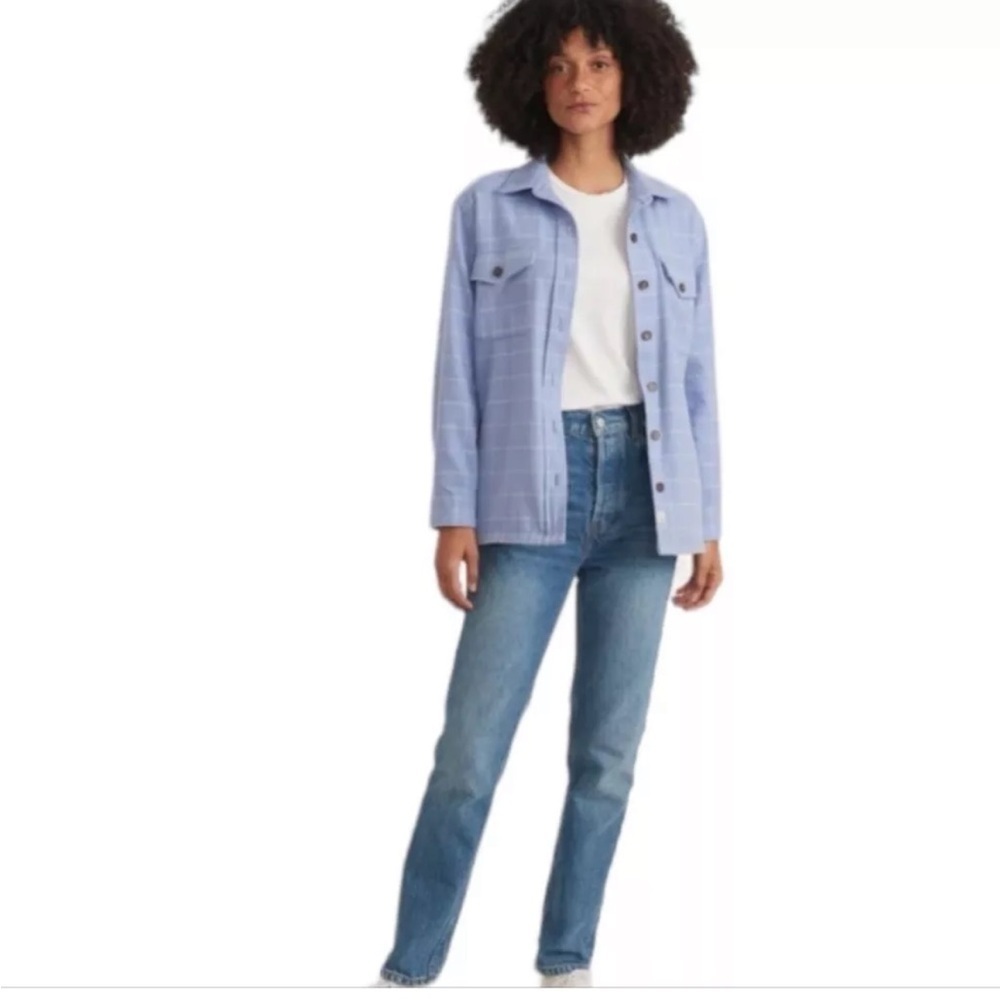 NEW Marine Layer Women’s Rylee Shirt Jacket Periwinkle Windowpane XS